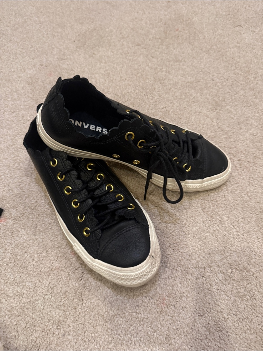 Converse Black Low-Top Sneakers with Gold Eyelets
